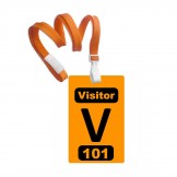 Custom Printed Numbered Orange PVC Badges + Orange 3-8" Lanyards - 10 pack